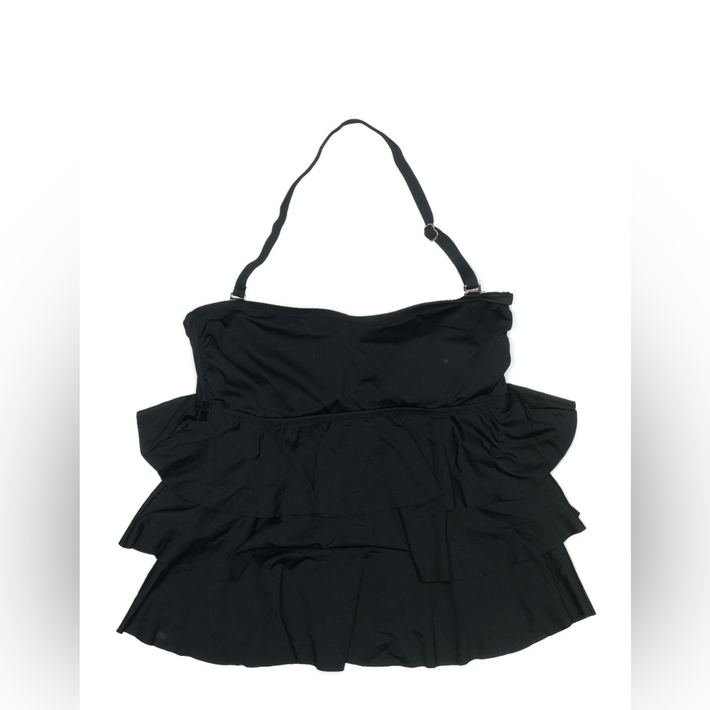 Swim Top Tank Bikini Black Ruffle
